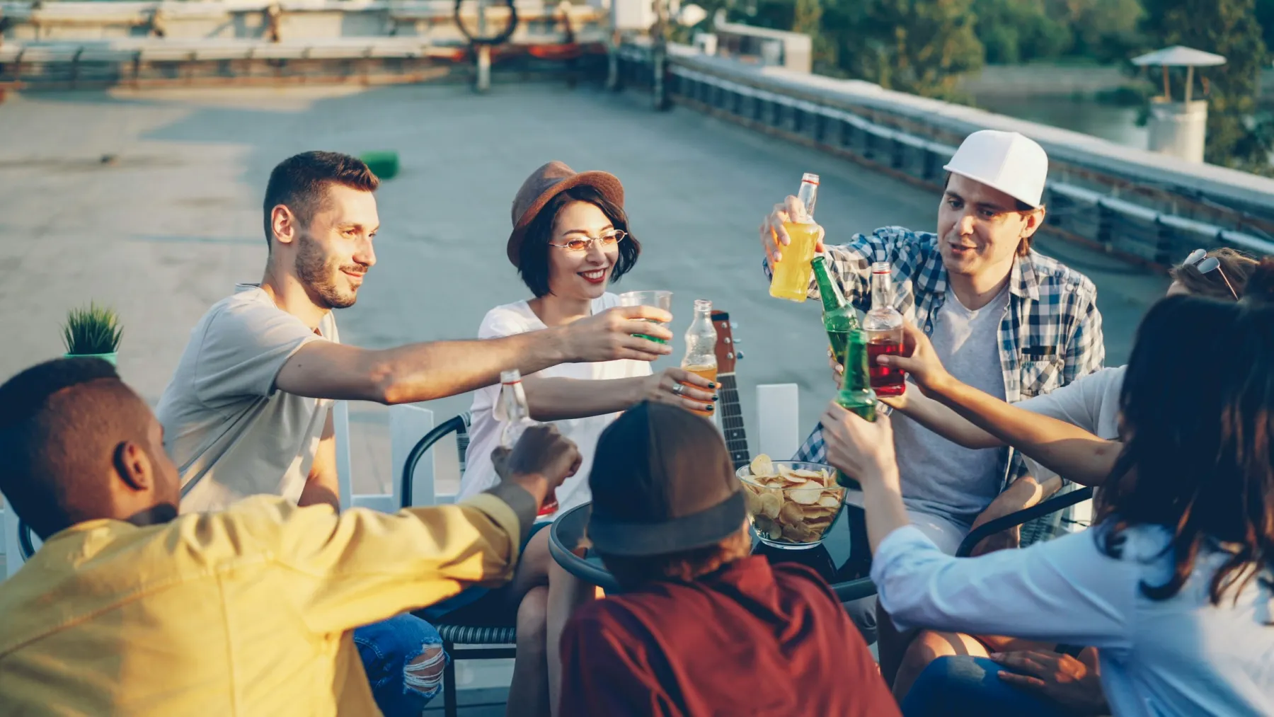 A mixed group of friends spending time together